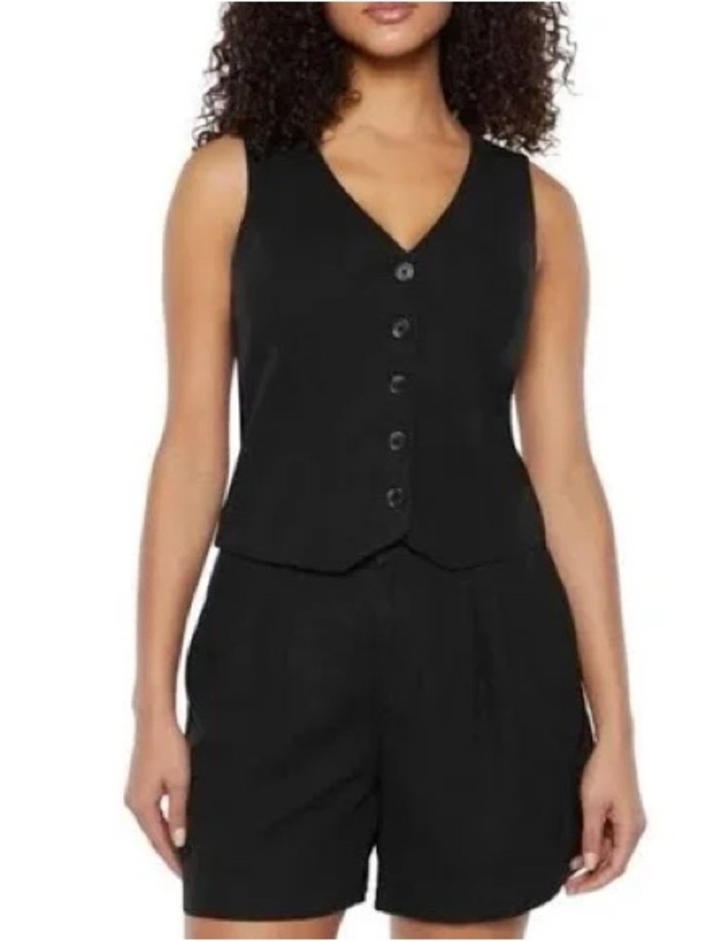 Express Black Vest with Button Detail